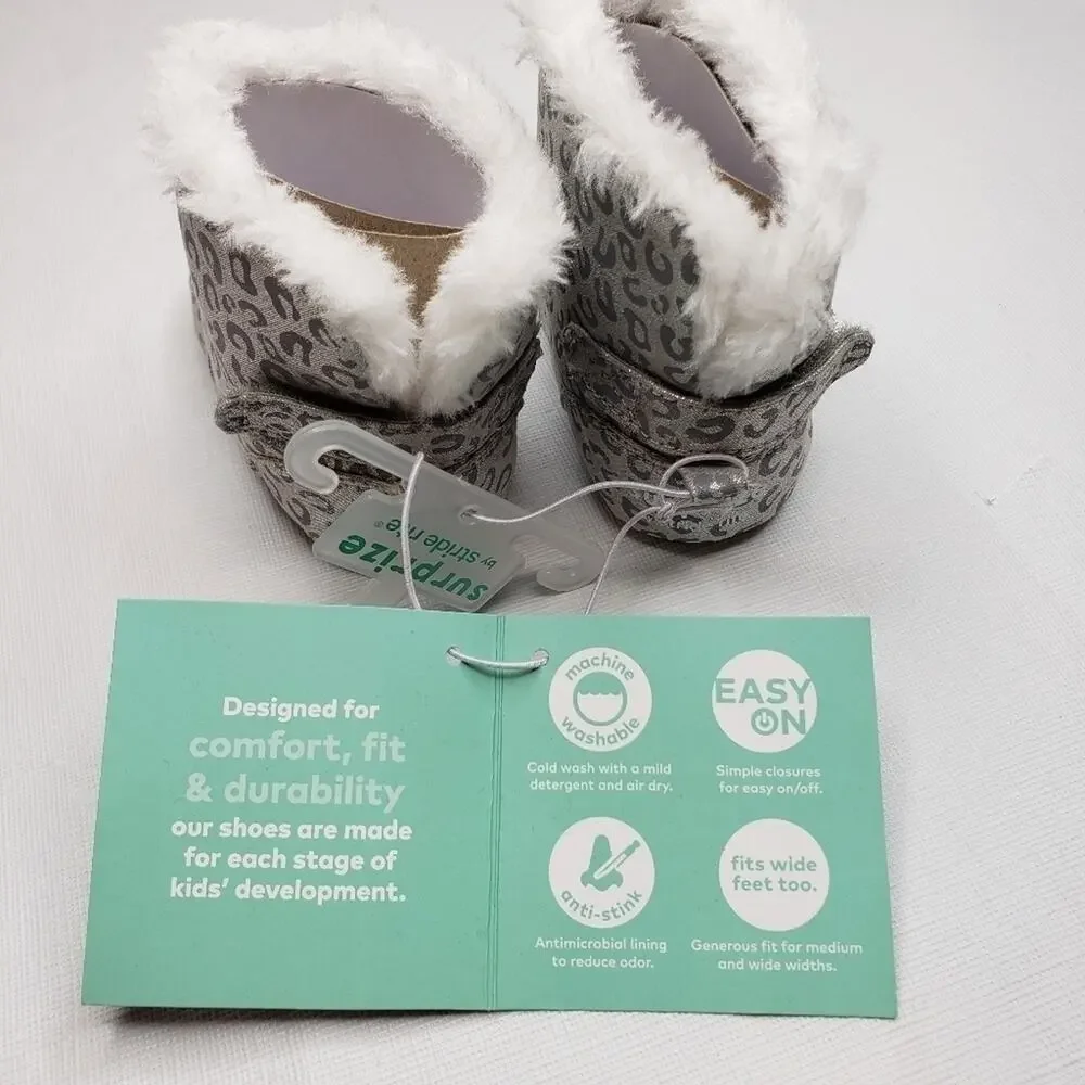Infant Silver Boots - Stride Rite with Hook and Loop Closure